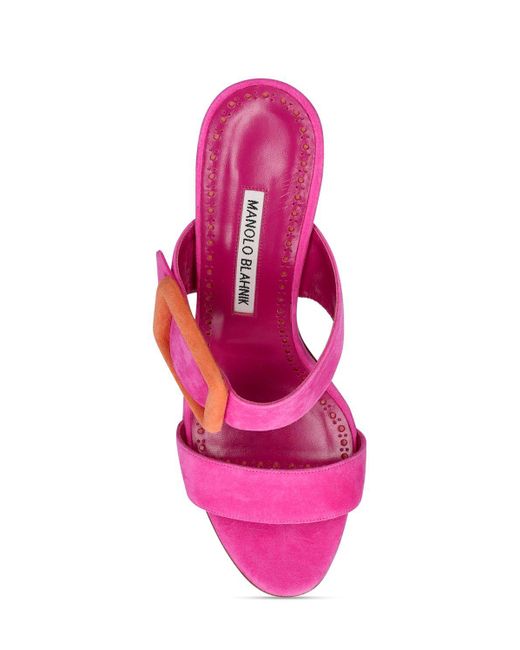 Manolo Blahnik Pink 70mm Gable_bi Suede Sandals