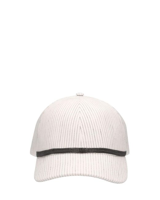 Gorra de béisbol de lino Brunello Cucinelli de color White