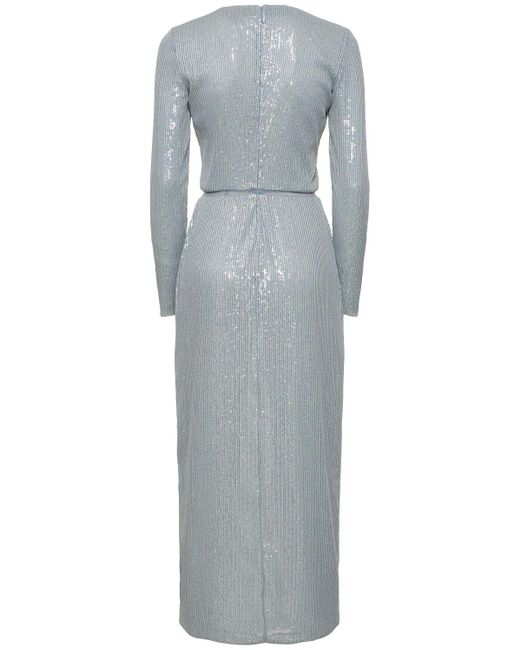 Giorgio Armani Gray Embroidered Jersey Sequined Long Dress
