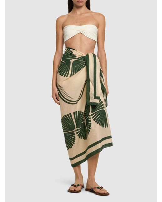 Johanna Ortiz Green Kené Printed Cotton Sarong