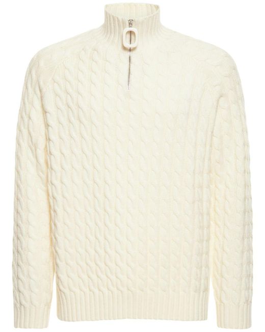 JW Anderson Wool Cable Knit Turtleneck Sweater in Natural for Men | Lyst