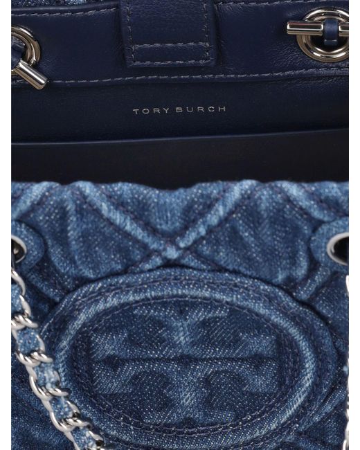 Tory Burch Blue Mini Tasche Aus Weichem Leder "chai Fleming"