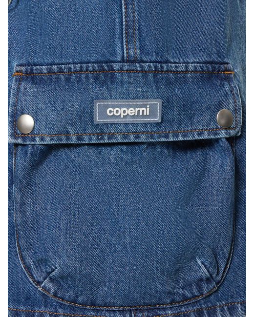 Falda cargo de denim de algodón Coperni de color Blue