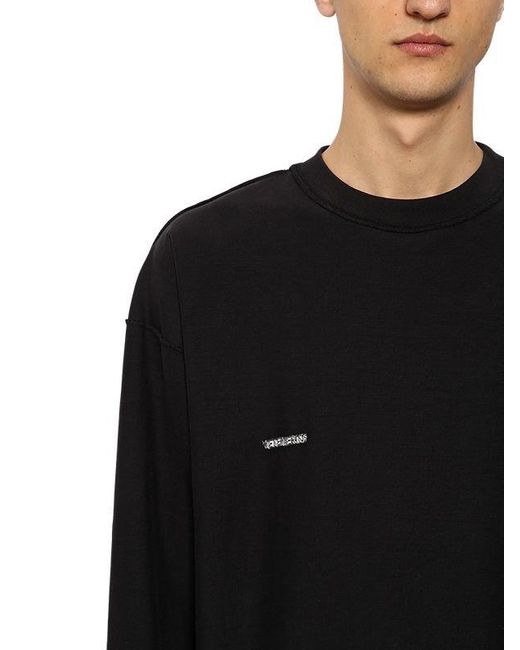 Buy VETEMENTS men black t-shirt inside out for $1,545 online on