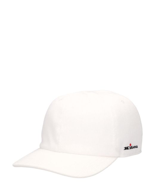 Kiton White Logo Cotton Baseball Hat for men