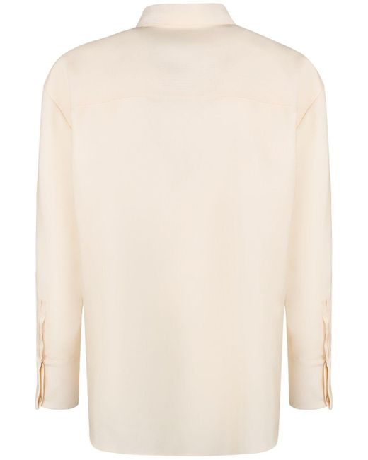Camicia oversize in misto lana di Saint Laurent in White da Uomo