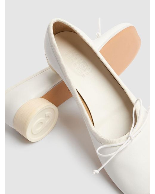 MM6 by Maison Martin Margiela Natural 5mm Hohe Ballerinas Aus Satin "ballet Shoes"