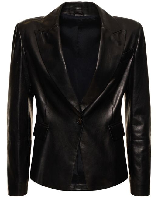 Veste en cuir à boutonnage simple Brunello Cucinelli en coloris Black