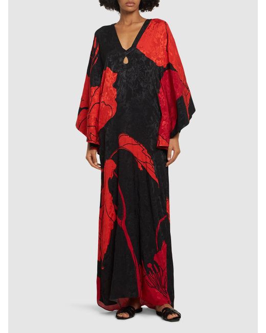 Johanna Ortiz Red River Classing Print Jacquard Midi Dress