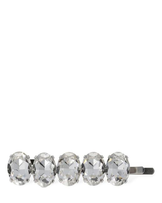 Alessandra Rich White Crystal Small Oval Hair Clip