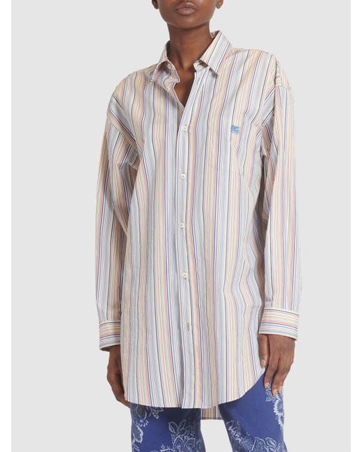 Etro White Striped Oversized Cotton L/S Shirt