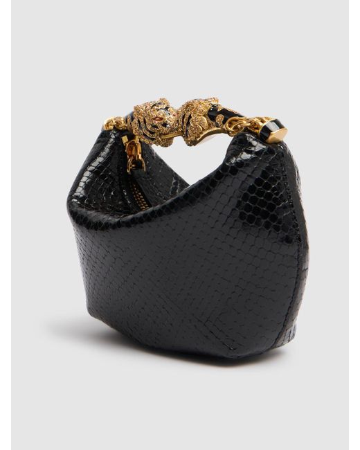 Roberto Cavalli Black Hobo-handtasche Aus Leder Mit Krokroprägung