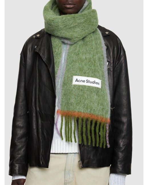 Acne Green Vally Solid Alpaca Blend Scarf for men