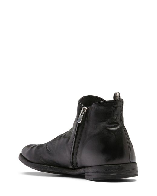 Officine Creative Black Ingnis Leather Ankle Boots for men