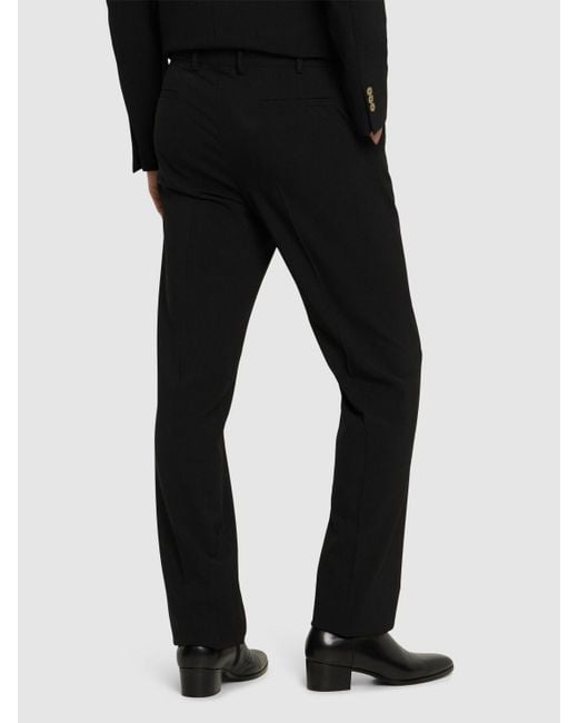 Laneus Black Straight Wool Blend Formal Pants for men