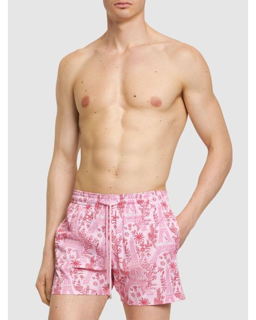 Bañador shorts de nylon stretch con estampado Vilebrequin de hombre de color Pink