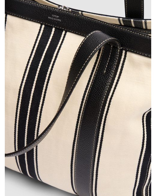 Totême  Black Striped Canvas Tote Bag