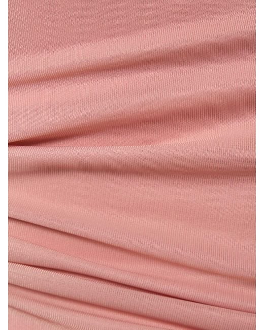 16Arlington Pink Luna Tech Jersey Maxi Dress W/Feathers