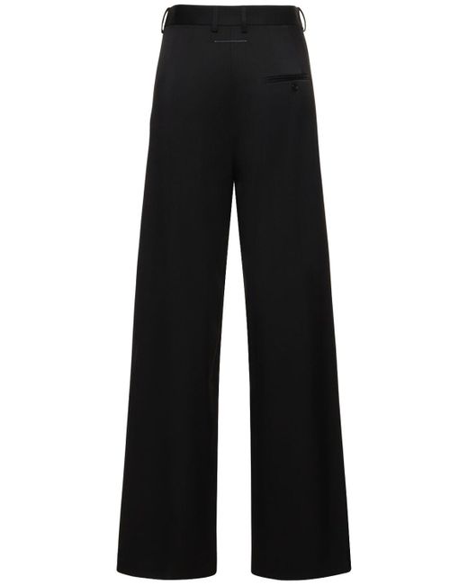 Pantalon ample en laine mélangée MM6 by Maison Martin Margiela en coloris Black