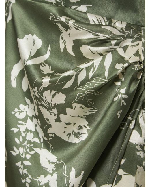 Reformation Green Genesis Printed Silk Satin Midi Dress