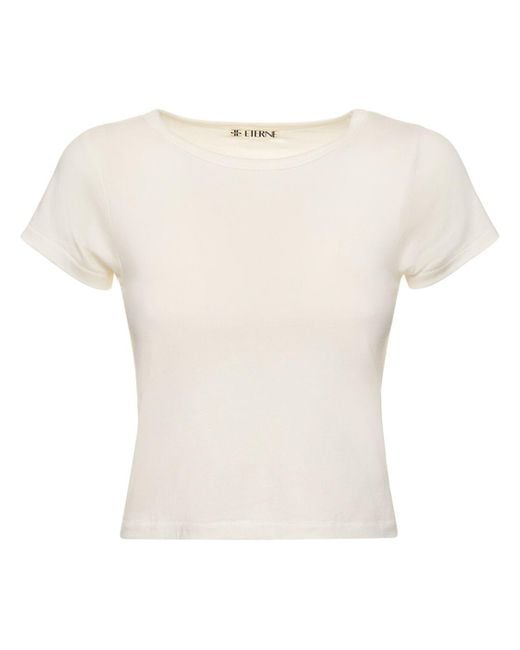 ÉTERNE White Short Sleeve Stretch Cotton T-Shirt