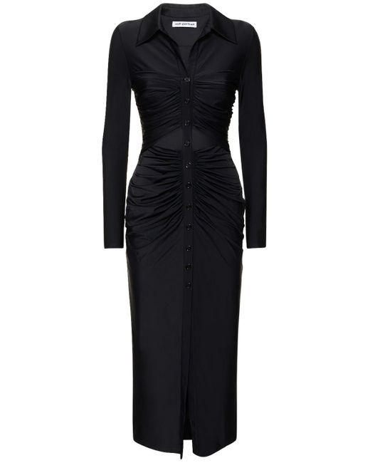 Self-Portrait Black Cutout Jersey Midi Dress