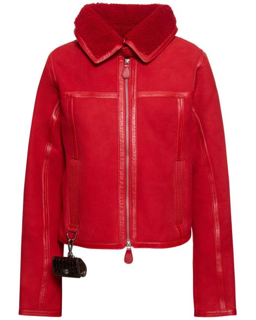 Saks Potts Red Cosmo Zip-Up Leather Jacket