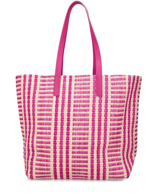 Weekend by Maxmara Ottano Raffia Effect Tote Bag in Pink | Lyst