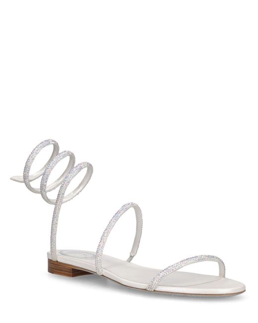 Rene Caovilla White 10Mm Embellished Satin Sandals