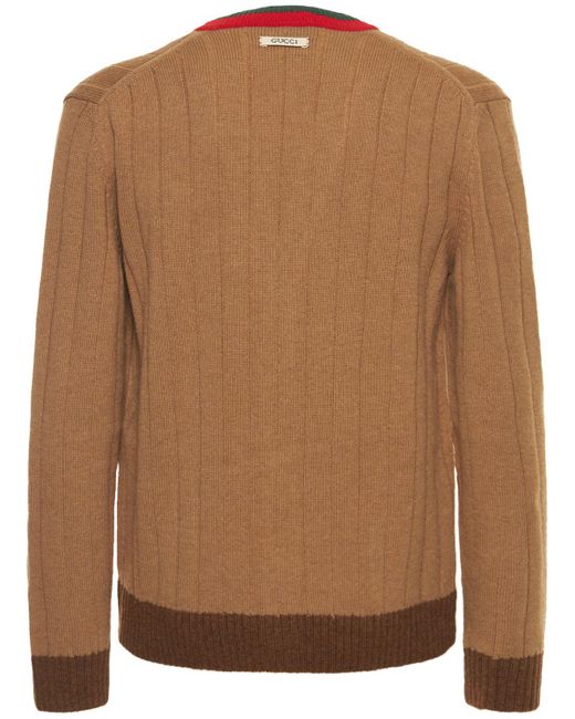 Gucci Brown Knit Camel Cardigan for men