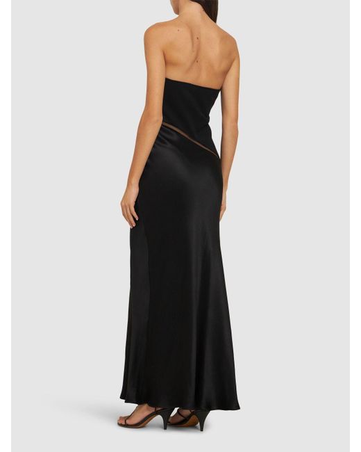 Gabriela Hearst Black Chiki Strapless Silk Satin Long Dress