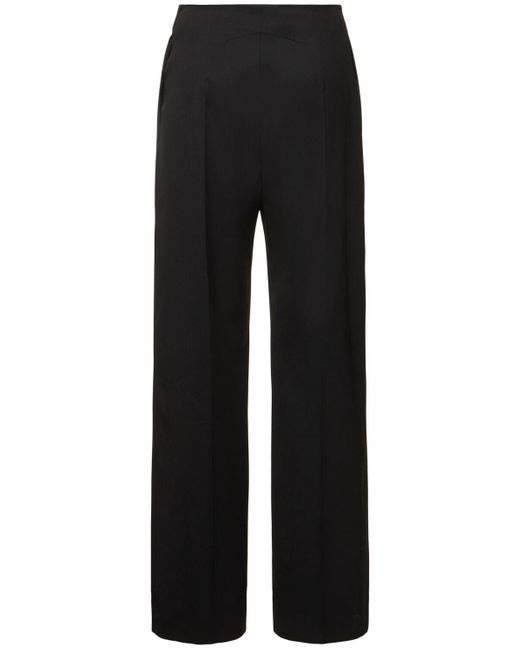 Pantalon ample en sergé de laine mélangée Patou en coloris Black