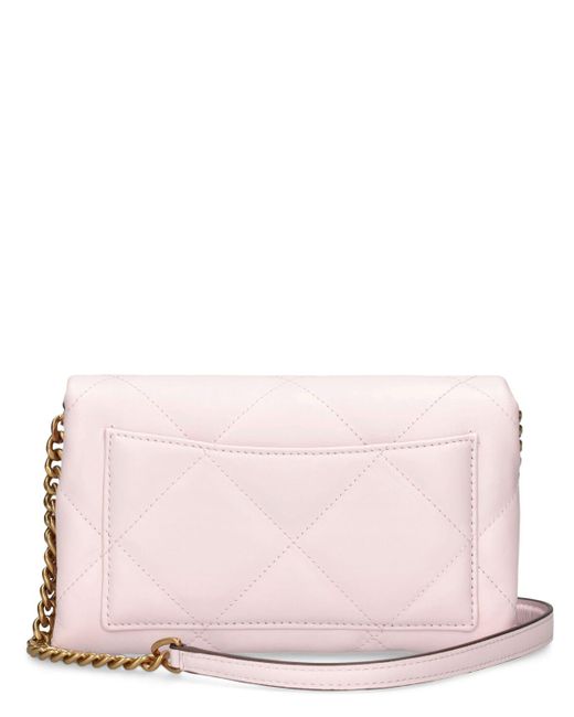 Tory Burch Pink Kira Diamond Quilted Wallet W/ Chain