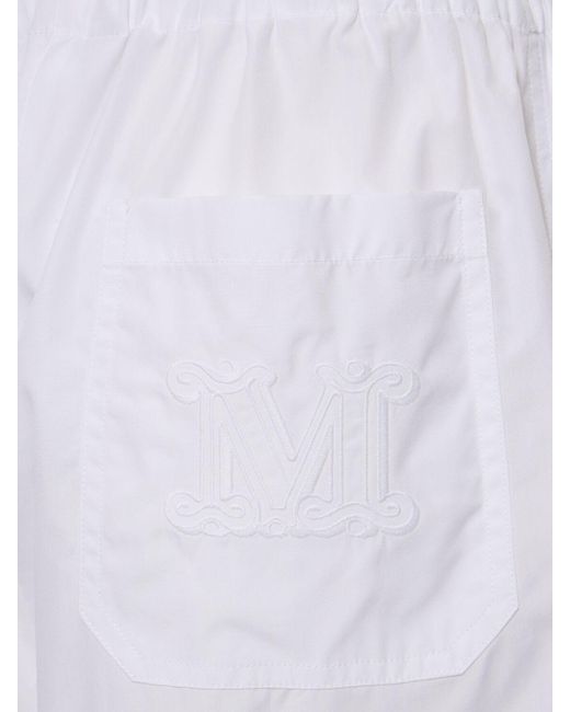 Pantaloni larghi in popeline di cotone di Max Mara in White
