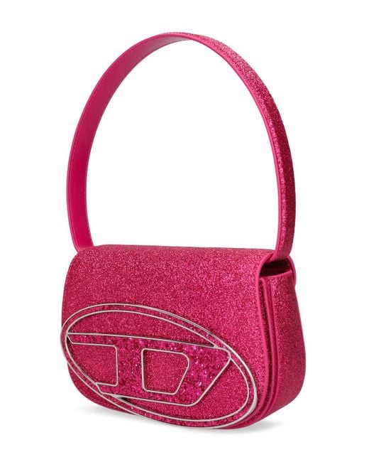 DIESEL Pink 1dr Glittered Shoulder Bag