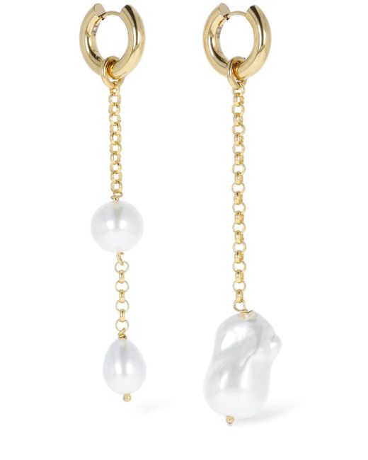 Timeless Pearly White Pearl Charm Mismatched Earrings