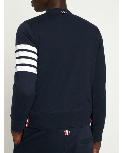 Thom Browne Blue Intarsia Stripes Cotton Sweatshirt for men
