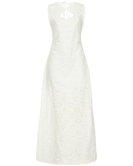 Designers Remix Sandrine Broderie Cotton Long Dress in White | Lyst