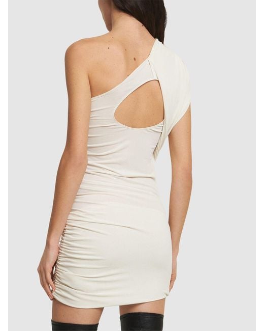 Rick Owens White Damen Einschulterkleid Mit Drapiertem Jersey „Amira“