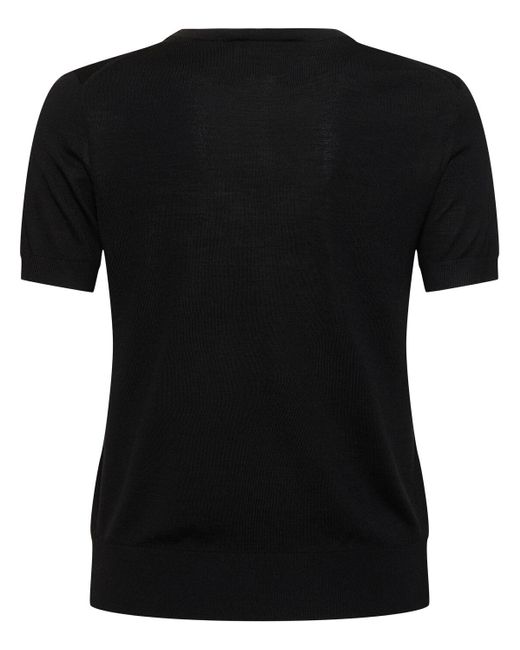 T-shirt in maglia di misto lana di Theory in Black