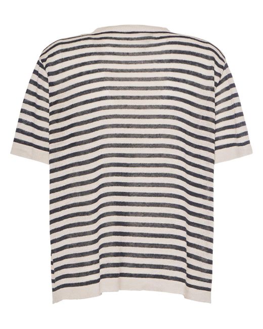 Max Mara Black Novara Striped Linen T-shirt