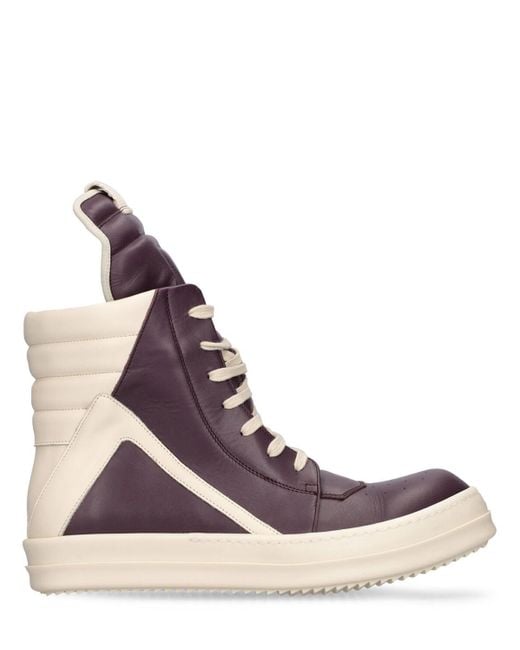 Rick Owens Purple Geobasket Leather High Top Sneakers for men