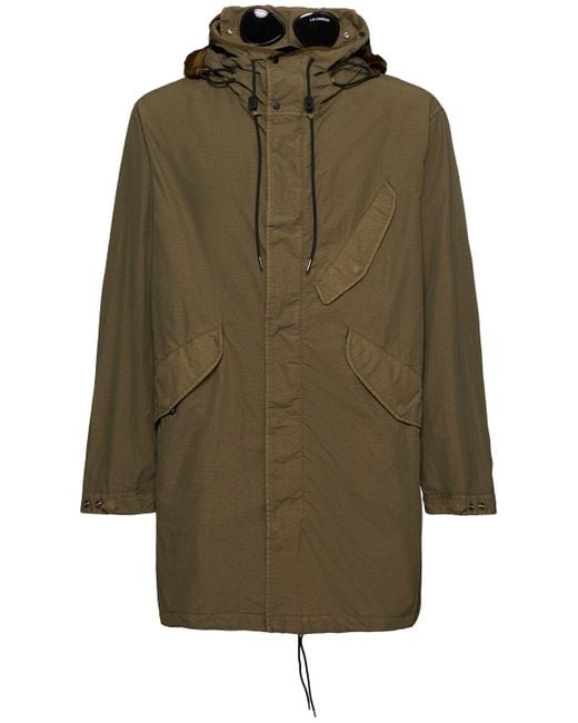 C P Company Herren Flatt Nylon Goggle Fishtail Parka in Green für Herren