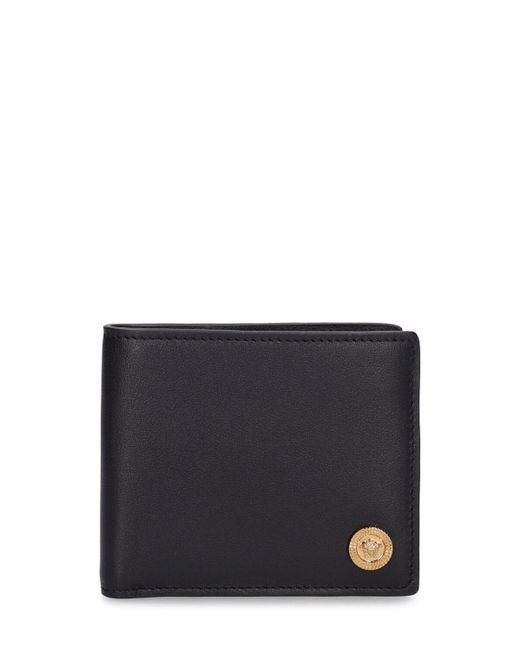 Versace Leather Logo Bifold Wallet in Black for Men Lyst