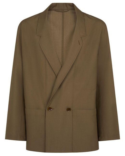 Lemaire Green Double Breast Wool Blend Jacket for men