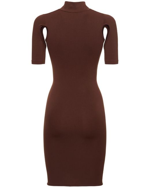 ANDREADAMO Brown Formendes Jersey-minikleid