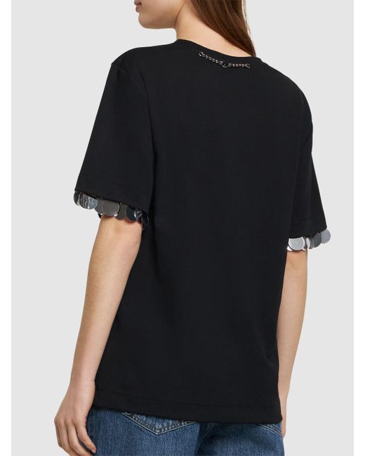 Rabanne Black Jersey Crepe Embellished T-shirt
