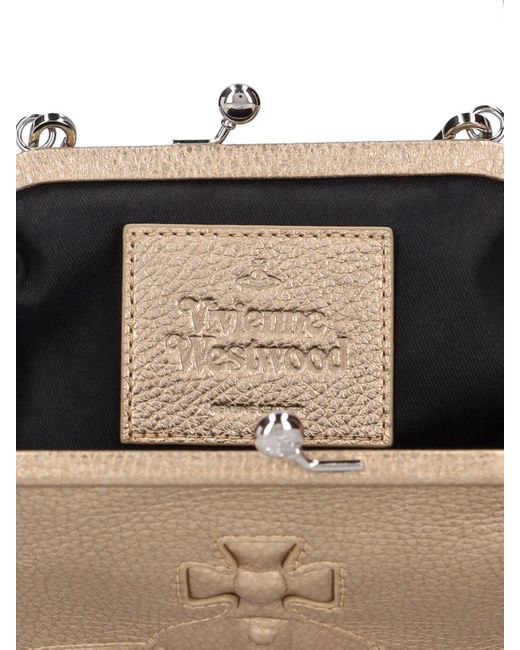 Vivienne Westwood Natural Vivienne Injected Orb Leather Clutch