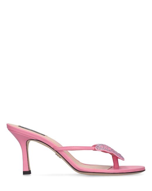 Blumarine 90mm Leather Thong Sandals in Pink | Lyst
