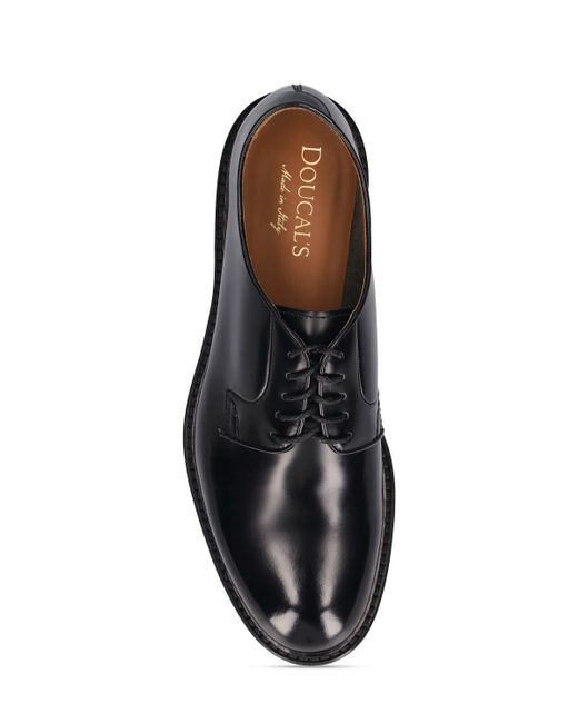 Doucal's Black Derby Leather Lace-Up Shoes for men